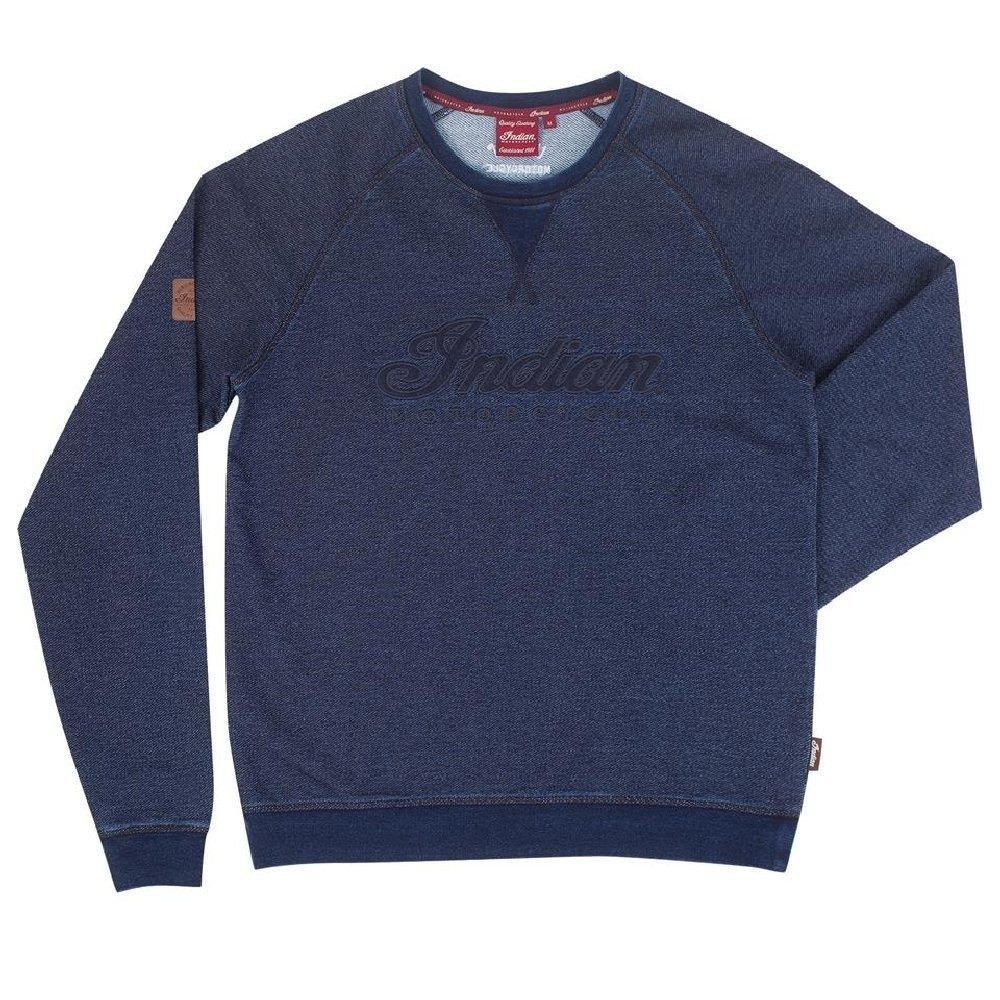 Indian Motorcycle Logo Sweatshirt Mens L Blue Cotton Pullover Biker Streetwear